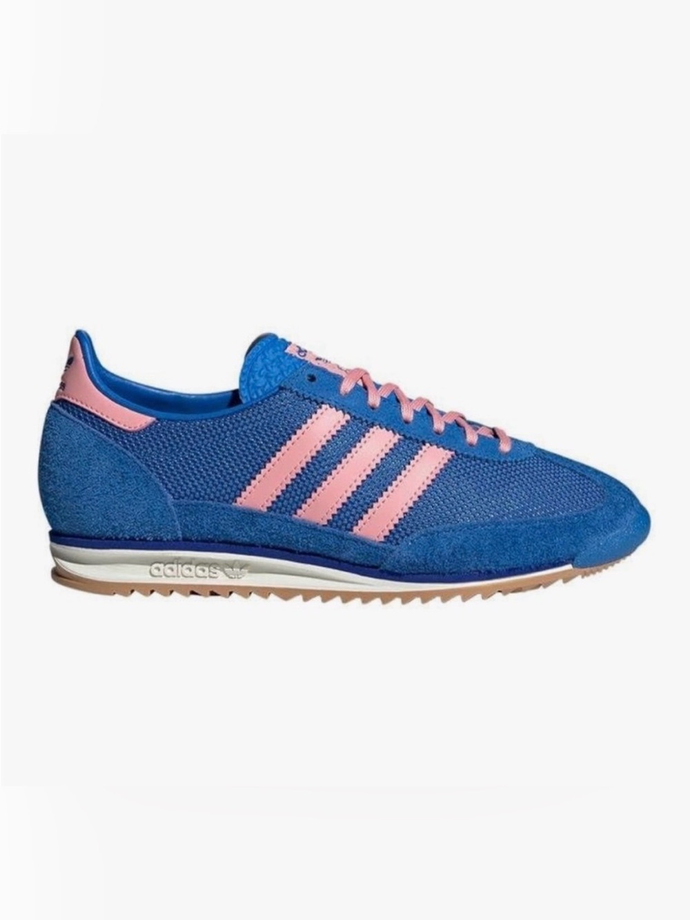 Adidas Women's Blue Sneakers with Pink Stripes; Size 5